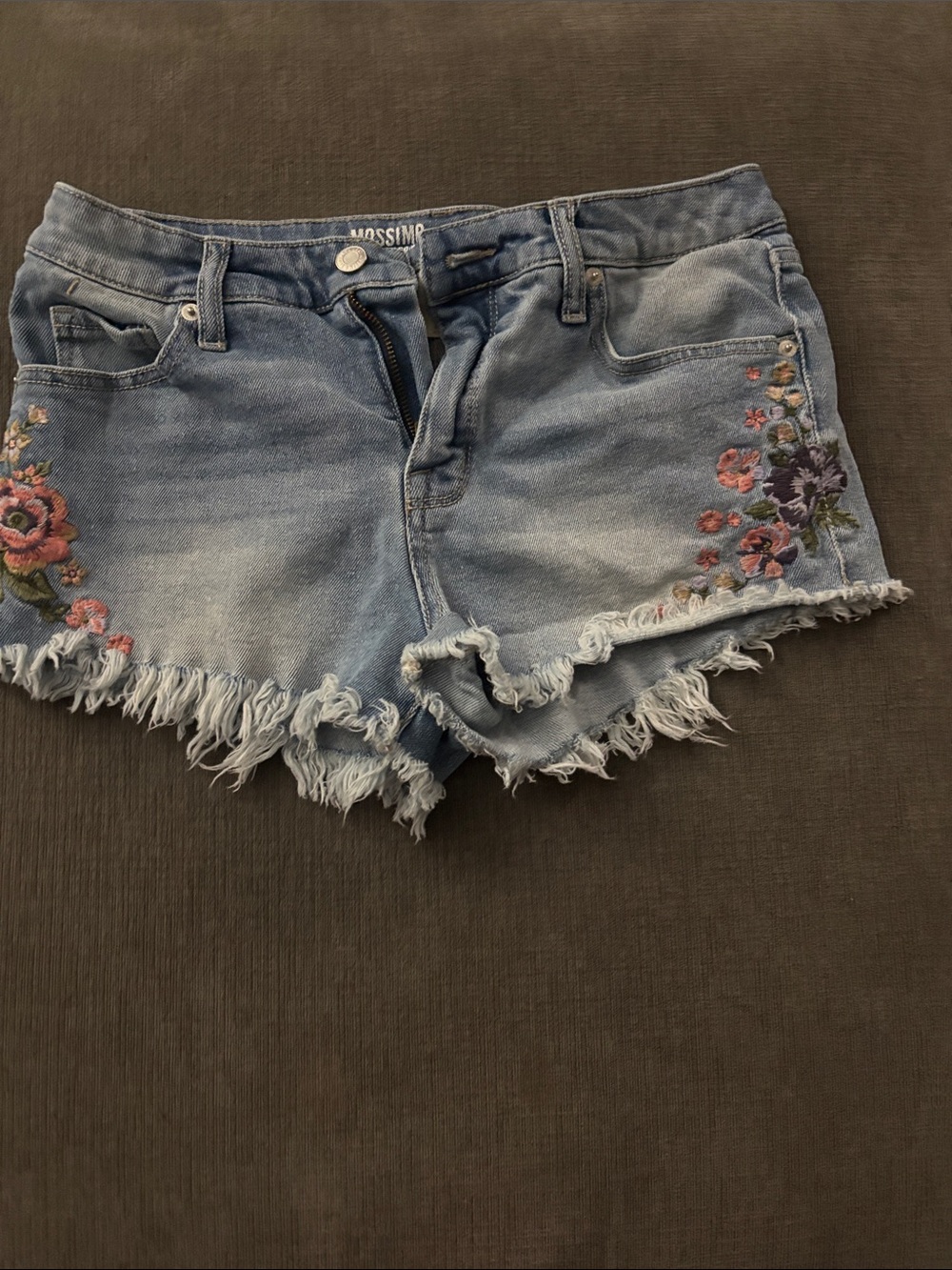 Mossimo Supply Co. Light Blue Denim Shorts with Floral Embroidery